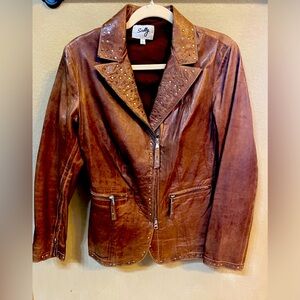 Scully Brown Leather Jacket- Size Large